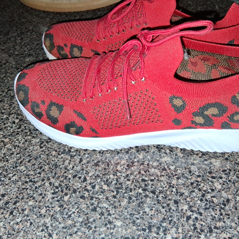 Vibrant Red Leopard Women's Sneakers